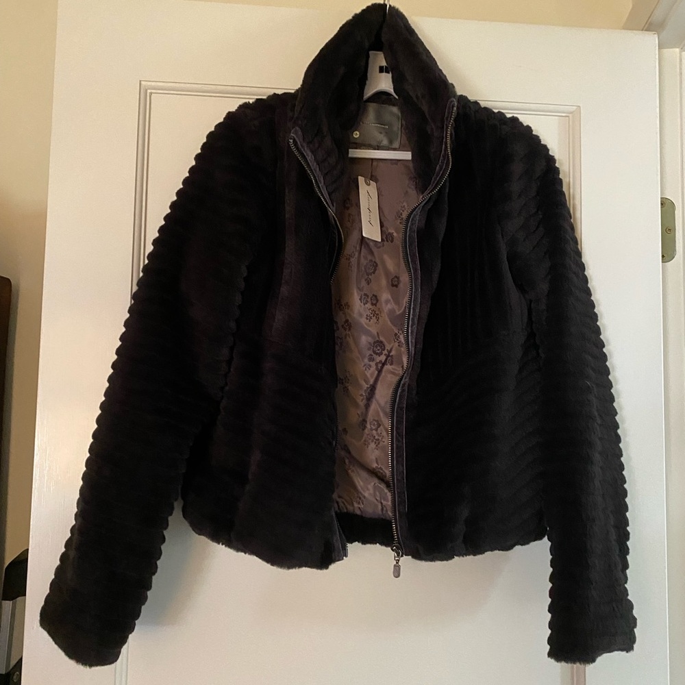 Anthropologie navy fuzzy jacket